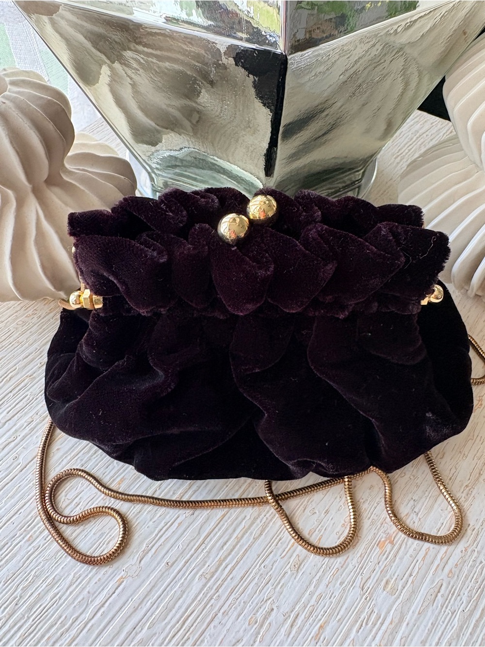 VTG Nordstrom Purple Velvet Kiss Lock Coin Purse